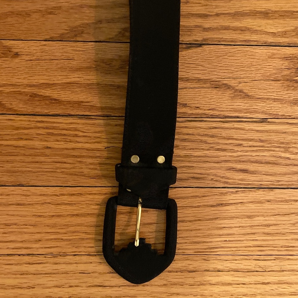GENNY Grossgrain ribbonBlack Belt with art deco, styled Gold Buckle